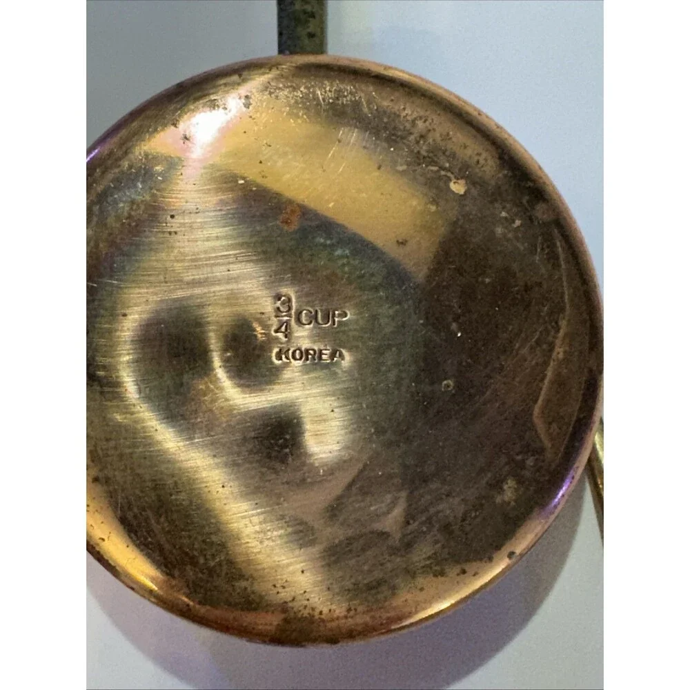 Copper and Brass Measuring Cup Set Vintage Heavy 1C/3/4C/1/2C/1/4C
